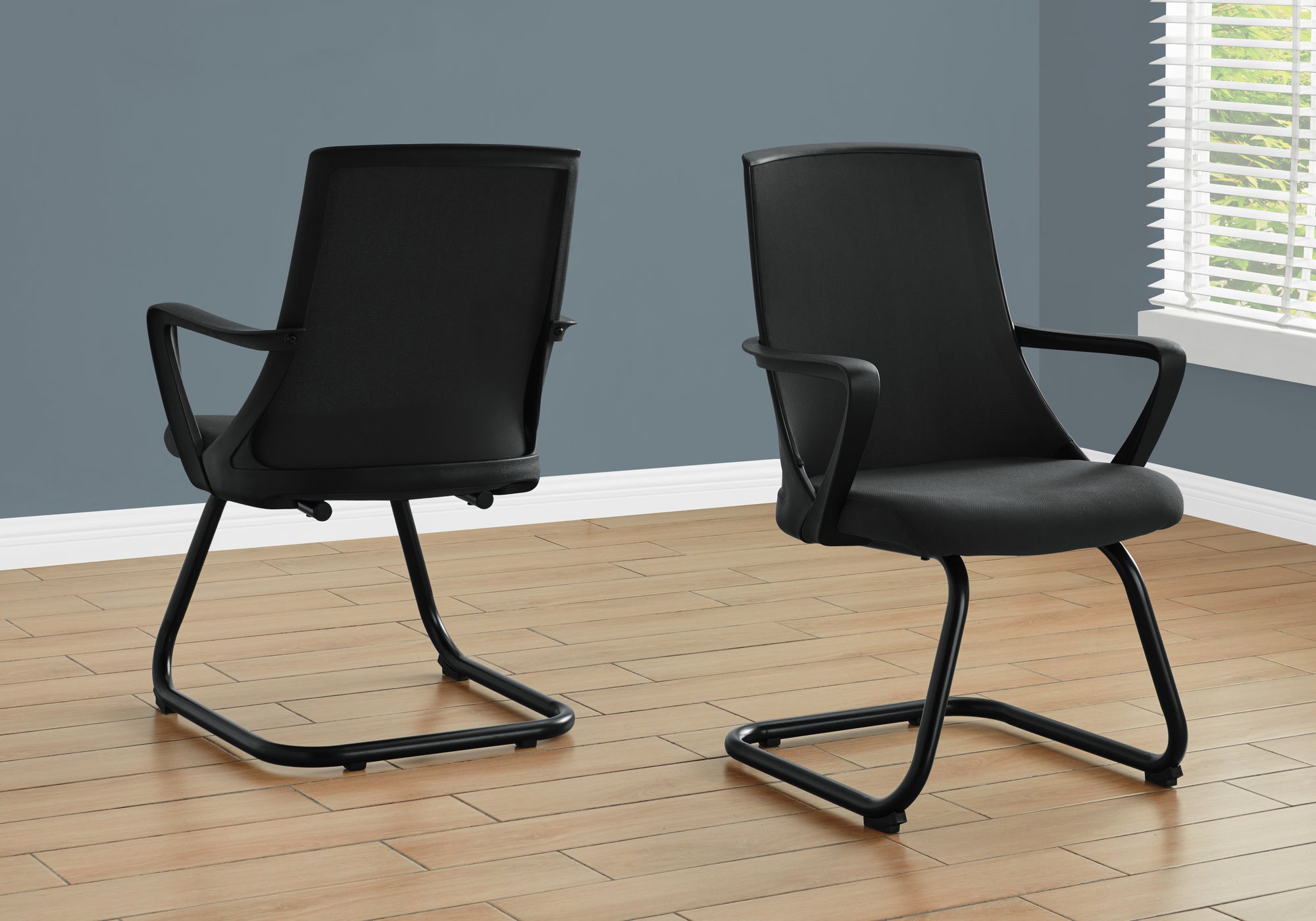I 7264 - OFFICE CHAIR - 2PCS / GUEST BLACK MESH MID-BACK BY MONARCH SPECIALTIES INC