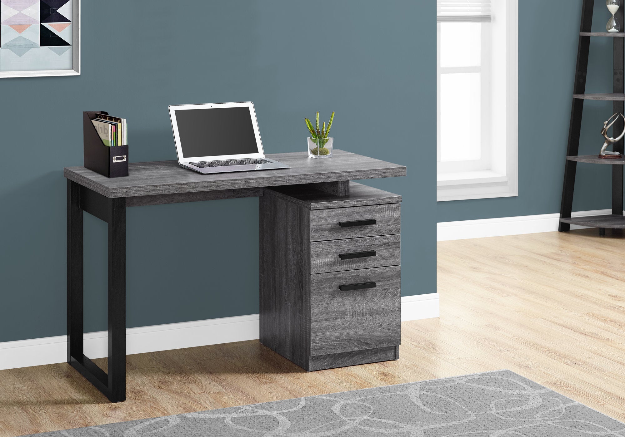 I 7295 - COMPUTER DESK - 48"L / GREY-BLACK LEFT OR RIGHT FACING BY MONARCH SPECIALTIES