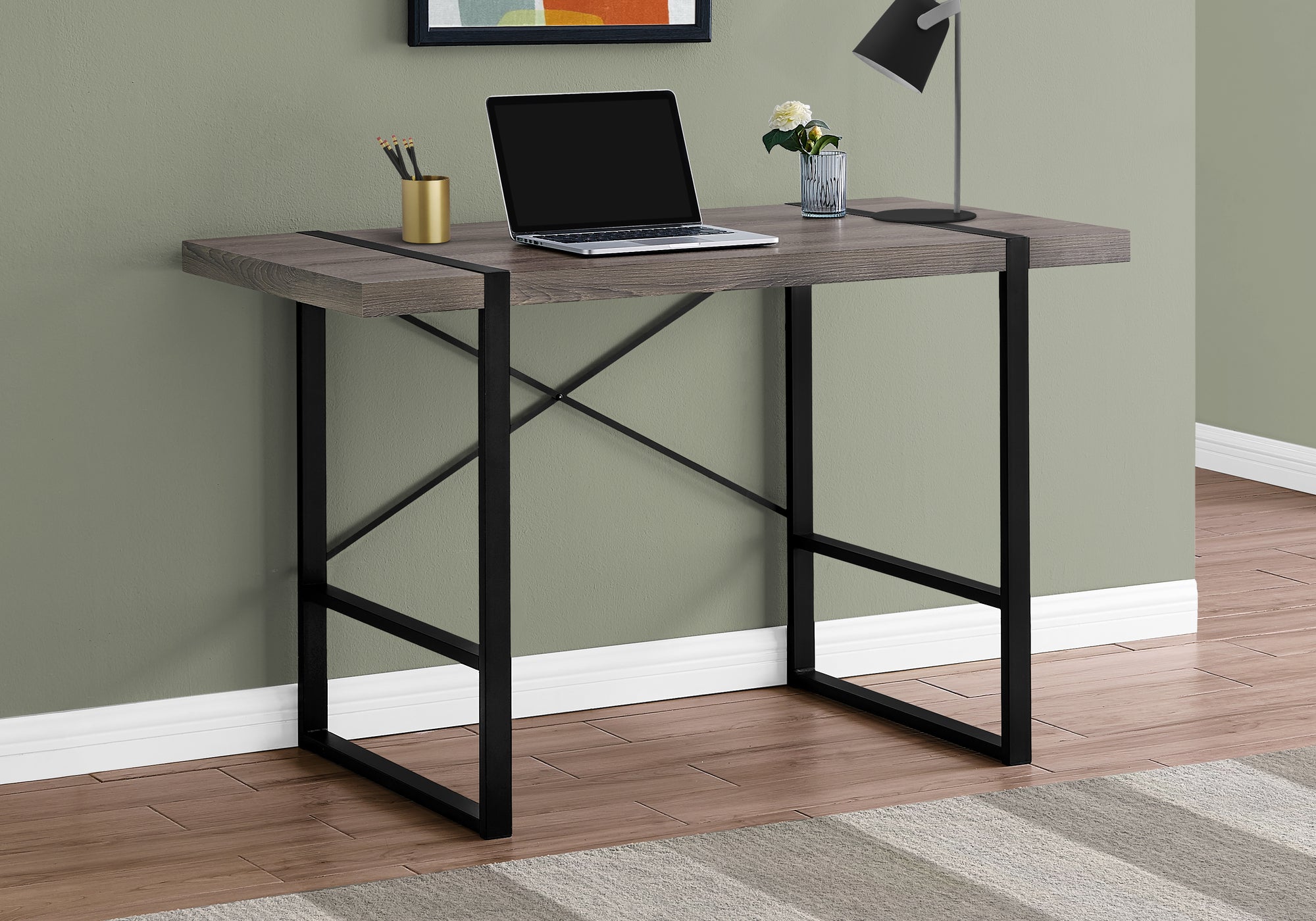 I 7310 - COMPUTER DESK - 48"L / DARK TAUPE / BLACK METAL BY MONARCH SPECIALTIES INC