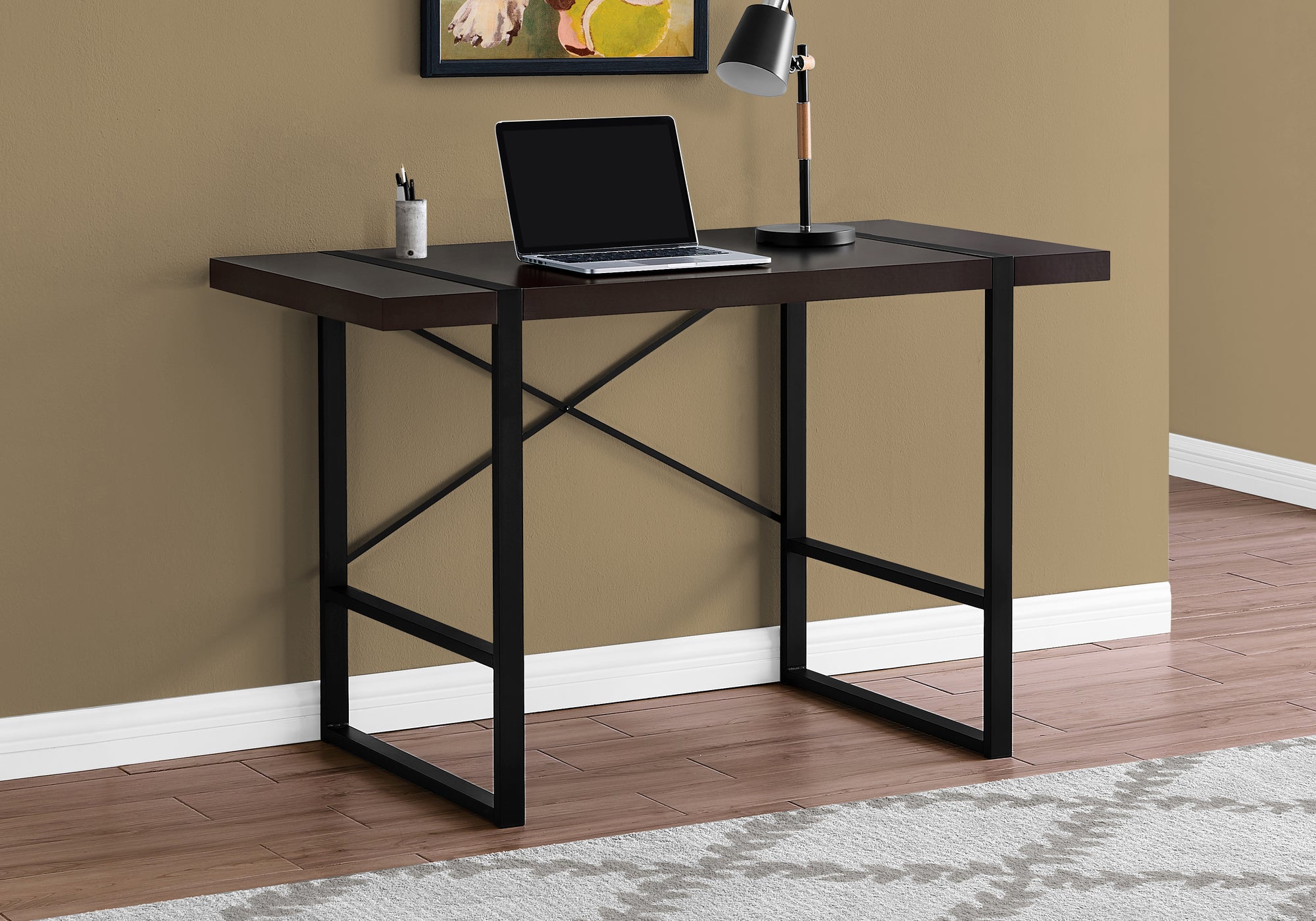 I 7311 - COMPUTER DESK - 48"L / ESPRESSO / BLACK METAL BY MONARCH SPECIALTIES INC