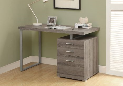 I 7326 - DARK TAUPE RECLAIMED-LOOK LEFT OR RIGHT FACING 48"L COMPUTER DESK BY MONARCH SPECIALTIES INC