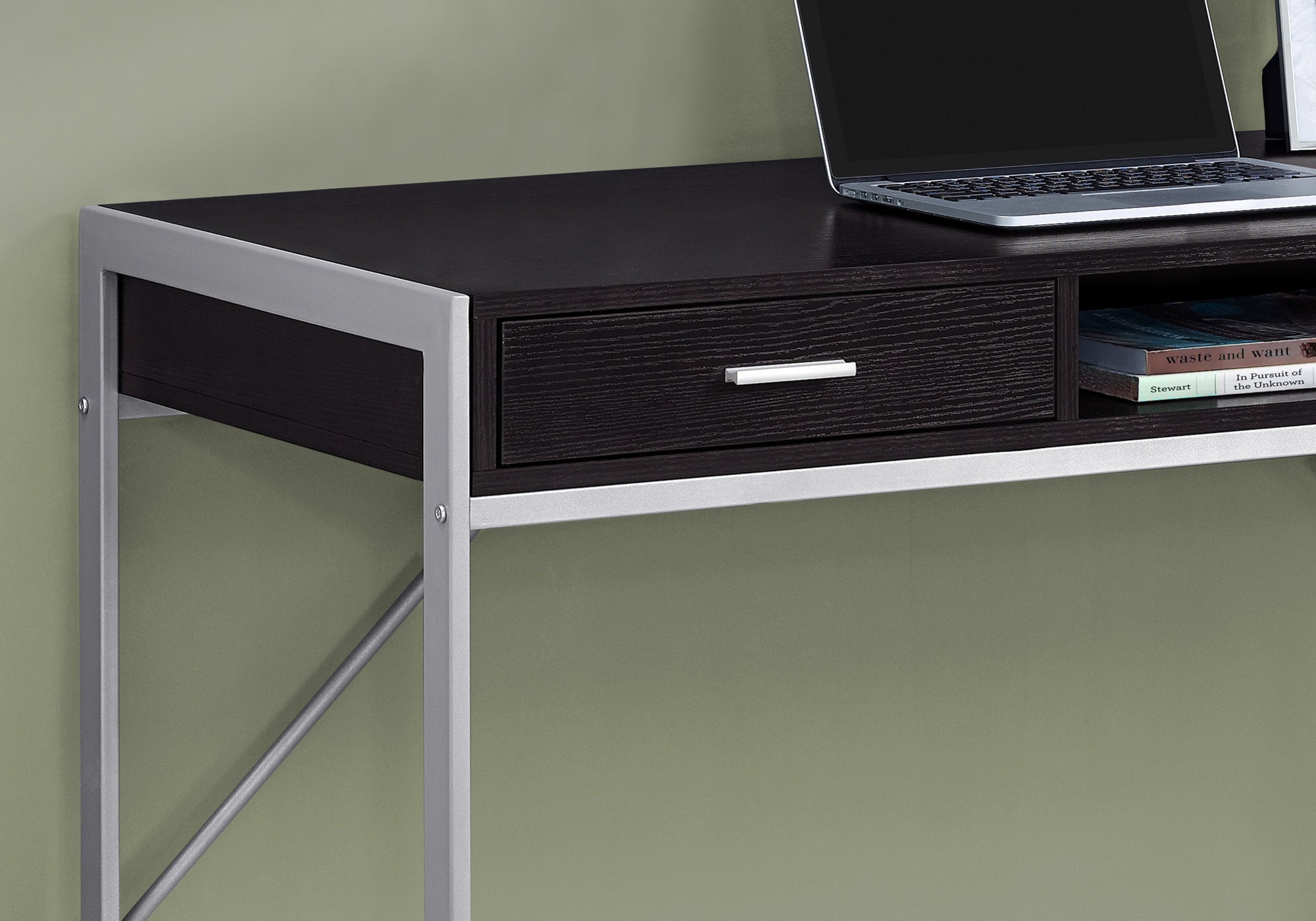 I 7366 - COMPUTER DESK - 48"L / ESPRESSO / SILVER METAL BY MONARCH SPECIALTIES INC