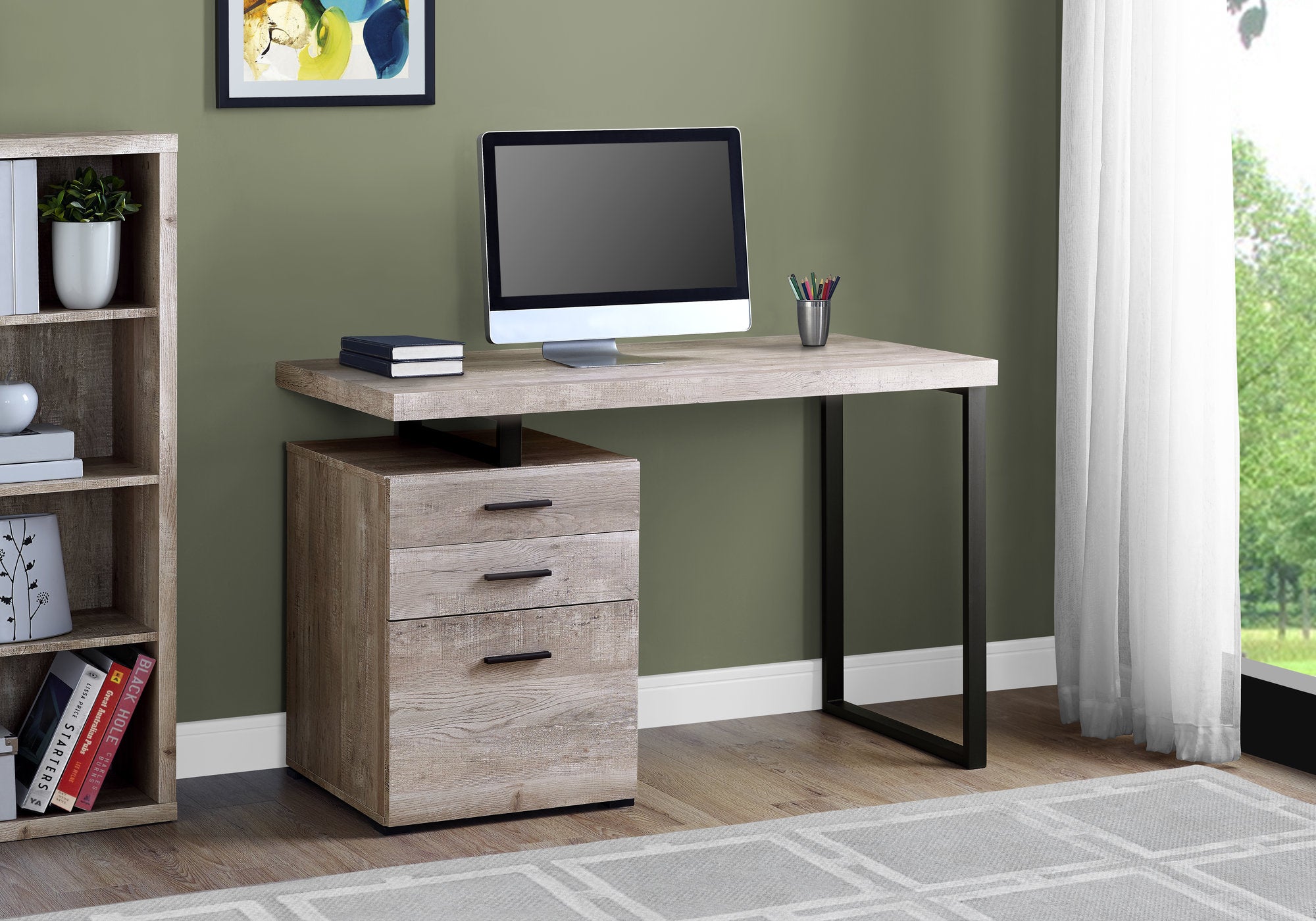 I 7410 -COMPUTER DESK - 48"L / TAUPE RECLAIMED WOOD / BLACK METAL BY MONARCH SPECIALTIES INC