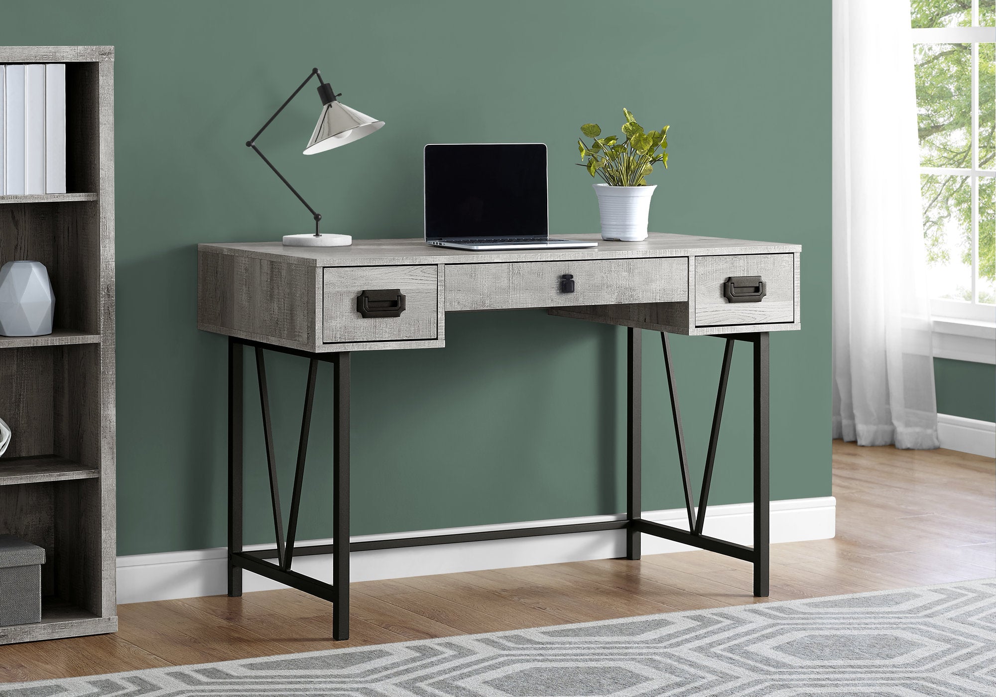 I 7413 - COMPUTER DESK - 48"L / GREY RECLAIMED WOOD / BLACK METAL BY MONARCH SPECIALTIES INC