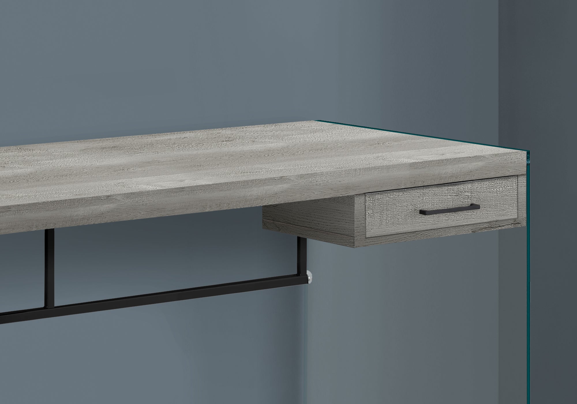 I 7445 - COMPUTER DESK - 48"L / GREY RECLAIMED WOOD / GLASS PANELS BY MONARCH SPECIALTIES INC