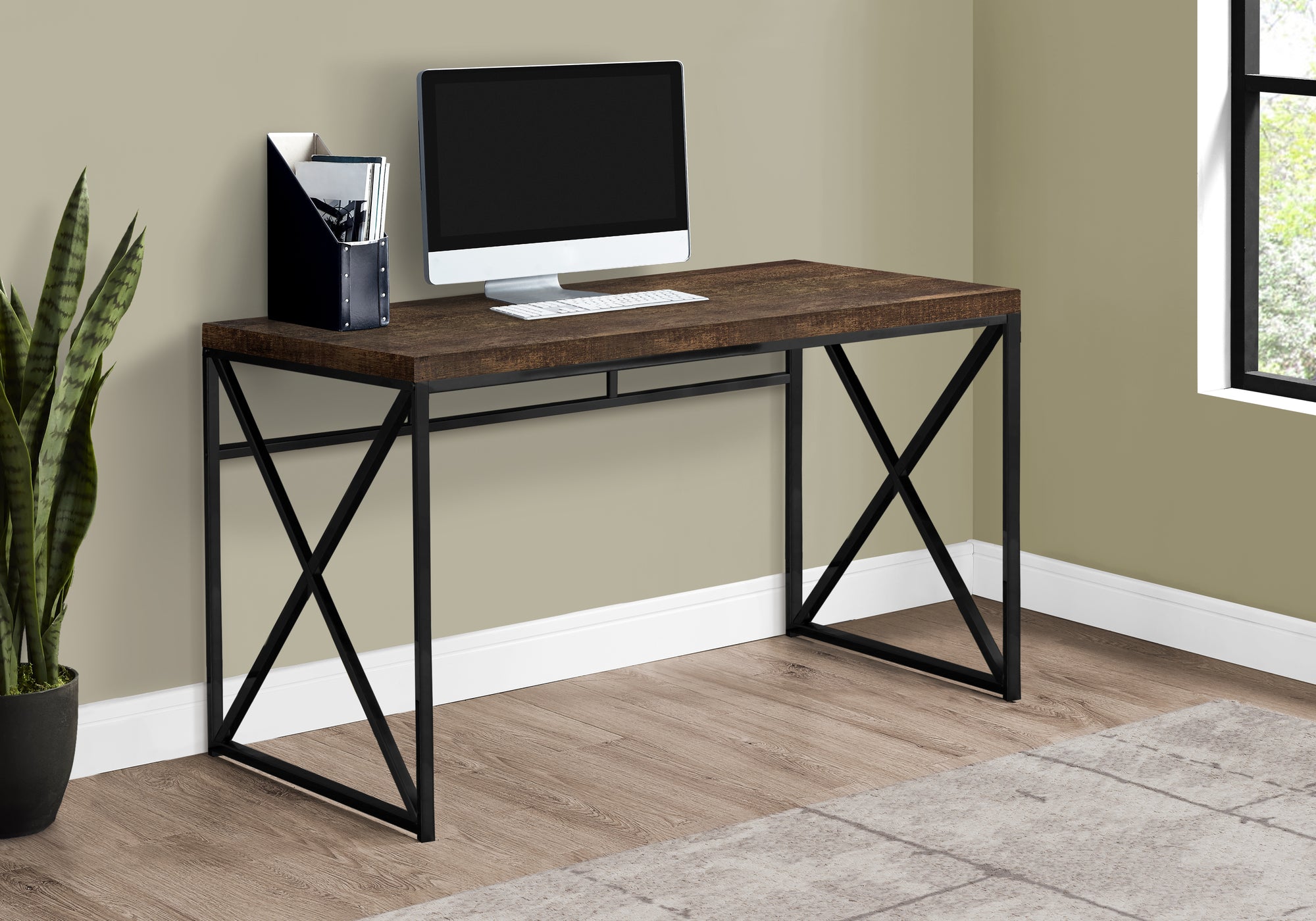 I 7450 - COMPUTER DESK - 48"L / BROWN RECLAIMED WOOD / BLACK METAL BY MONARCH SPECIALTIES INC