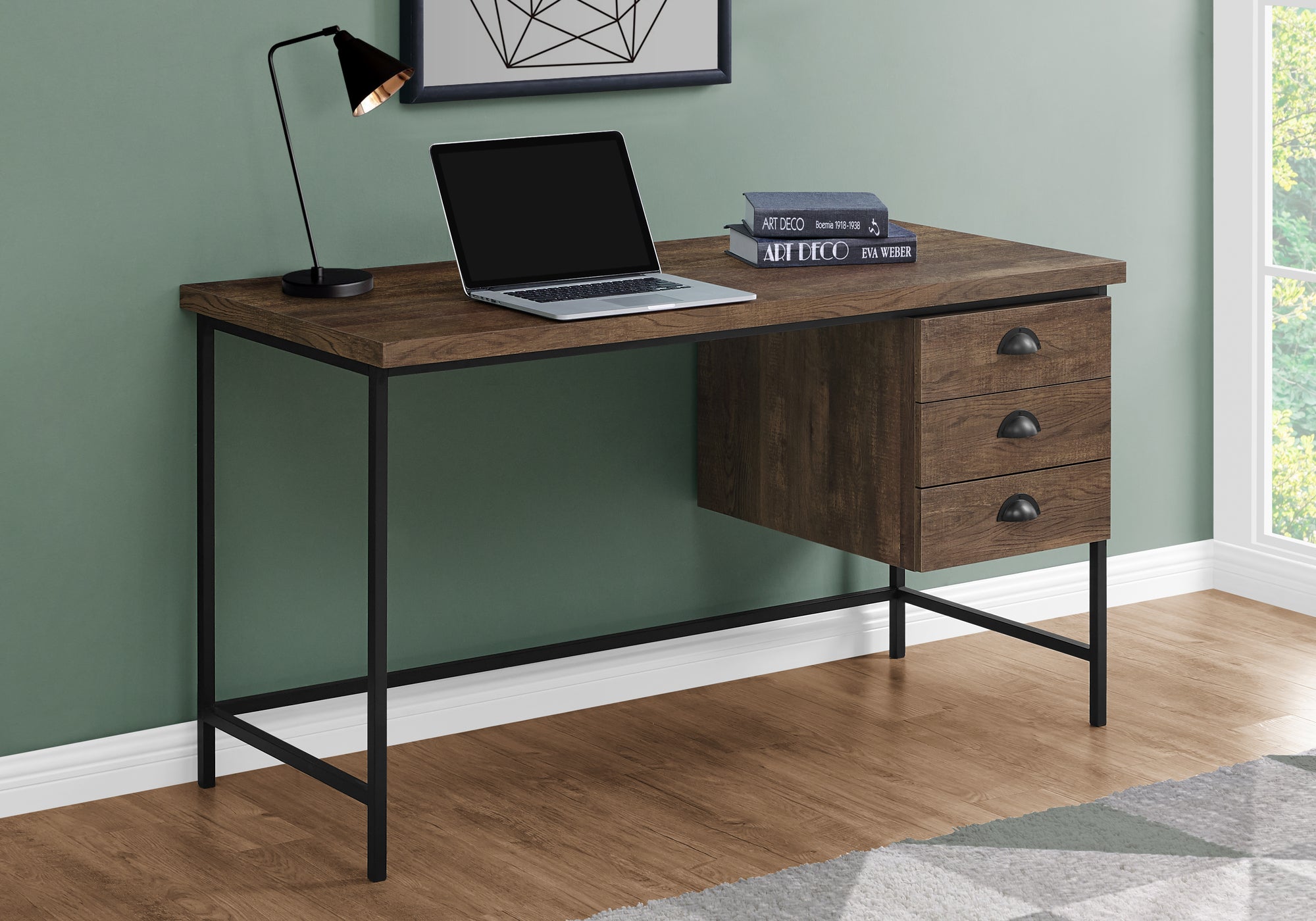 I 7485 - COMPUTER DESK - 55"L / BROWN RECLAIMED WOOD / BLACK METAL BY MONARCH SPECIALTIES INC