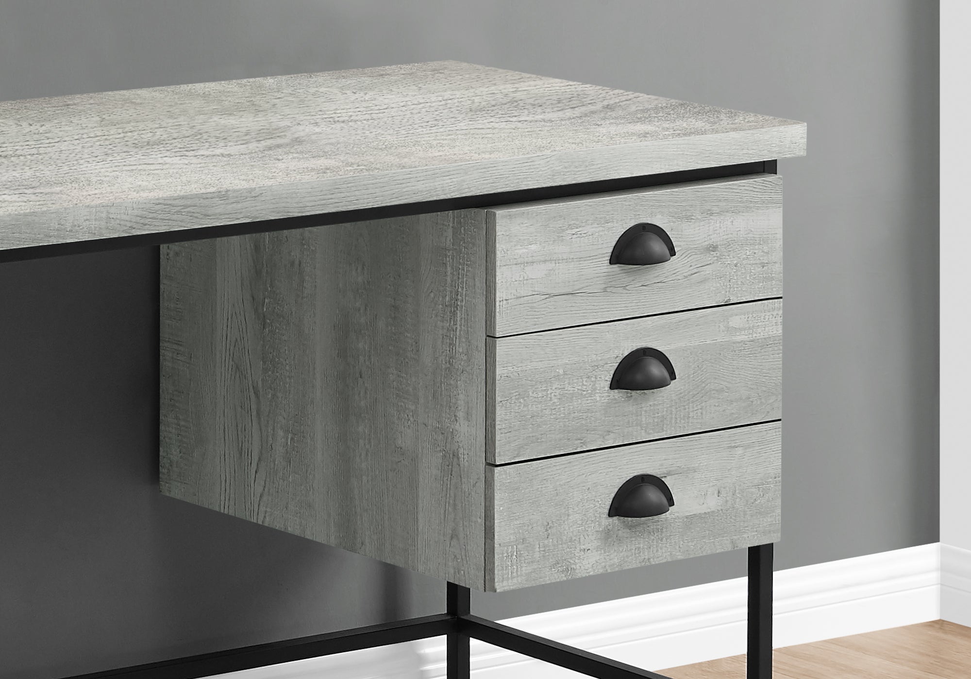 I 7486 - COMPUTER DESK - 55"L / GREY RECLAIMED WOOD / BLACK METAL BY MONARCH SPECIALTIES INC