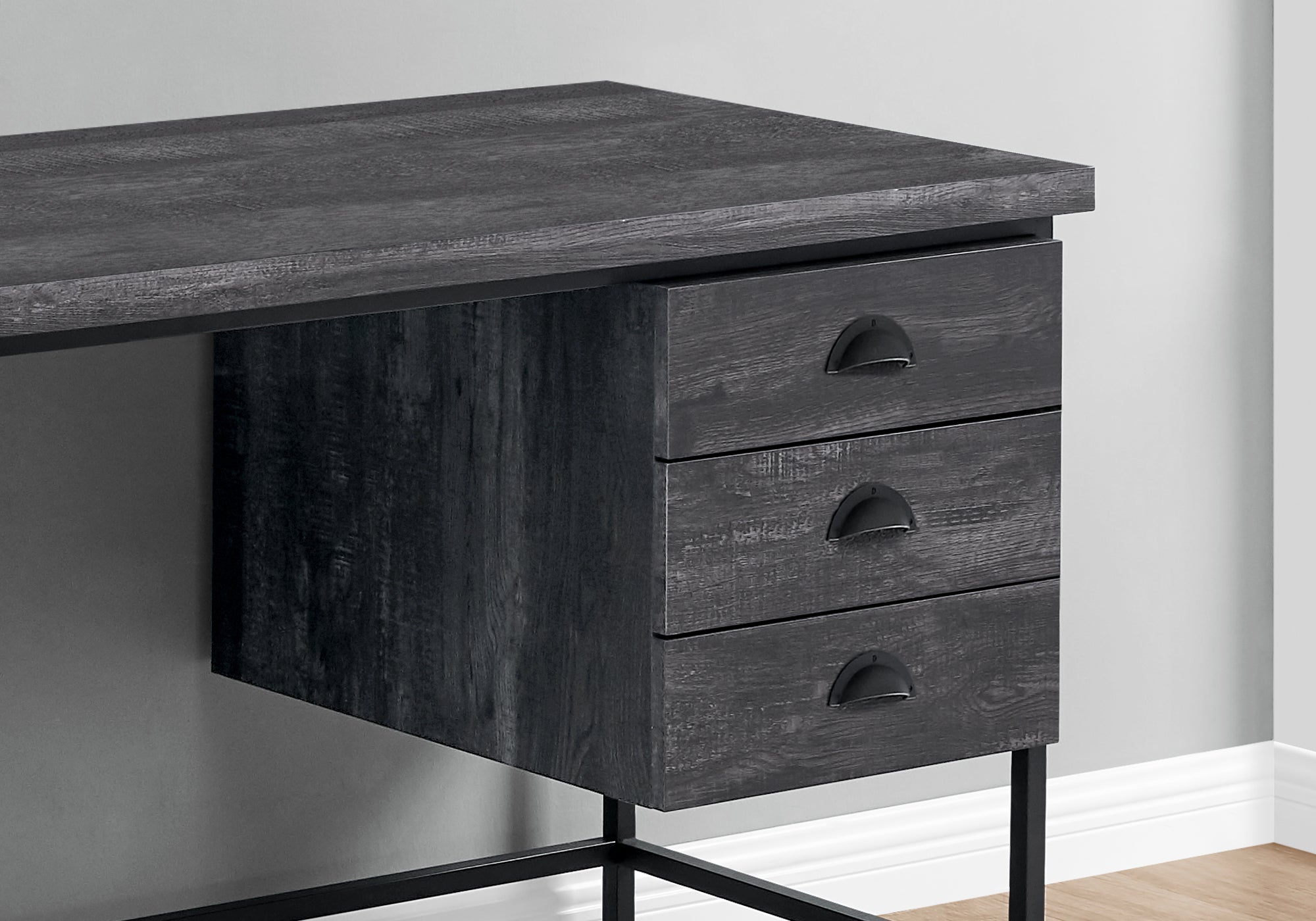 I 7488 - COMPUTER DESK - 55"L / BLACK RECLAIMED WOOD / BLACK METAL BY MONARCH SPECIALTIES INC