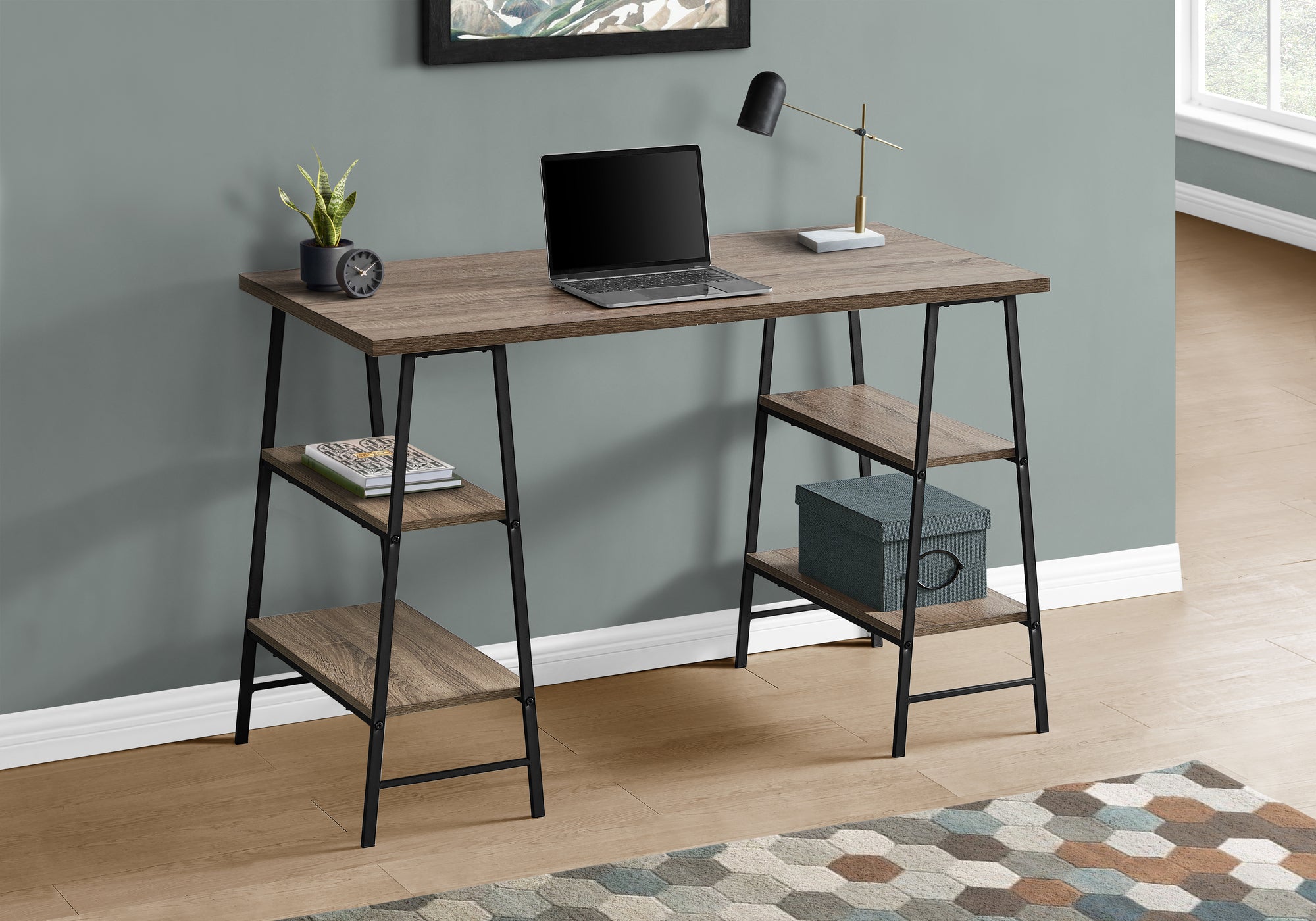 I 7523 - COMPUTER DESK - 48"L / DARK TAUPE / BLACK METAL BY MONARCH SPECIALTIES INC