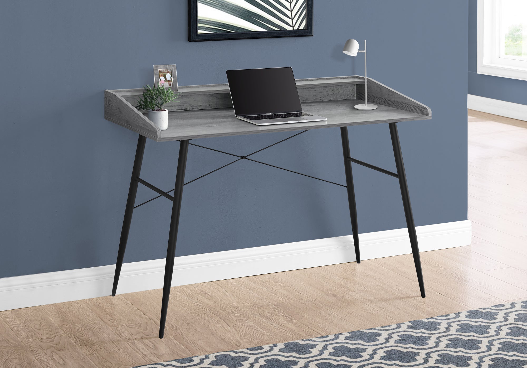 I 7541 - COMPUTER DESK - 48"L / GREY / BLACK METAL BY MONARCH SPECIALTIES INC