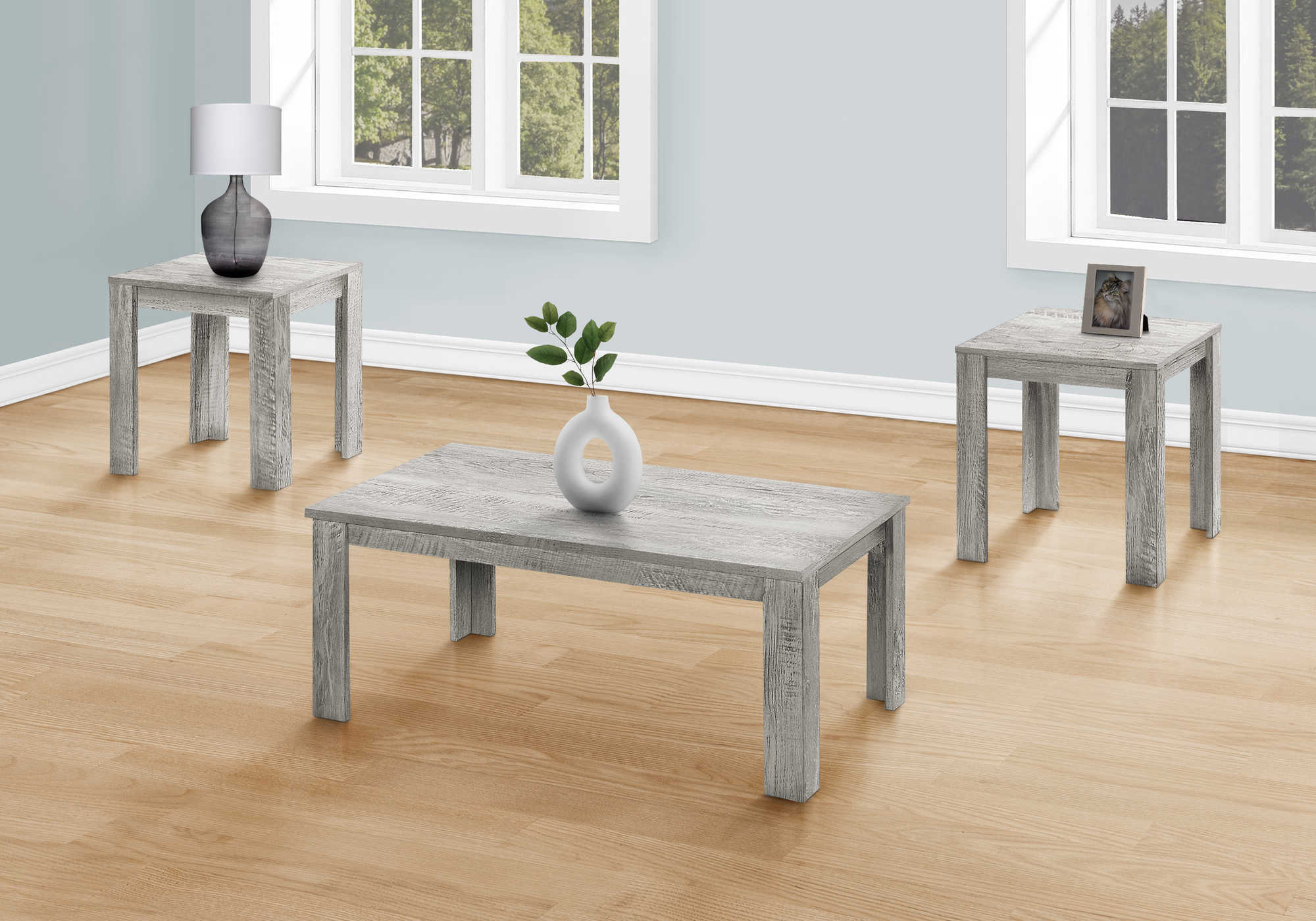 I 7860P - TABLE SET - 3PCS SET / INDUSTRIAL GREY BY MONARCH SPECIALTIES INC