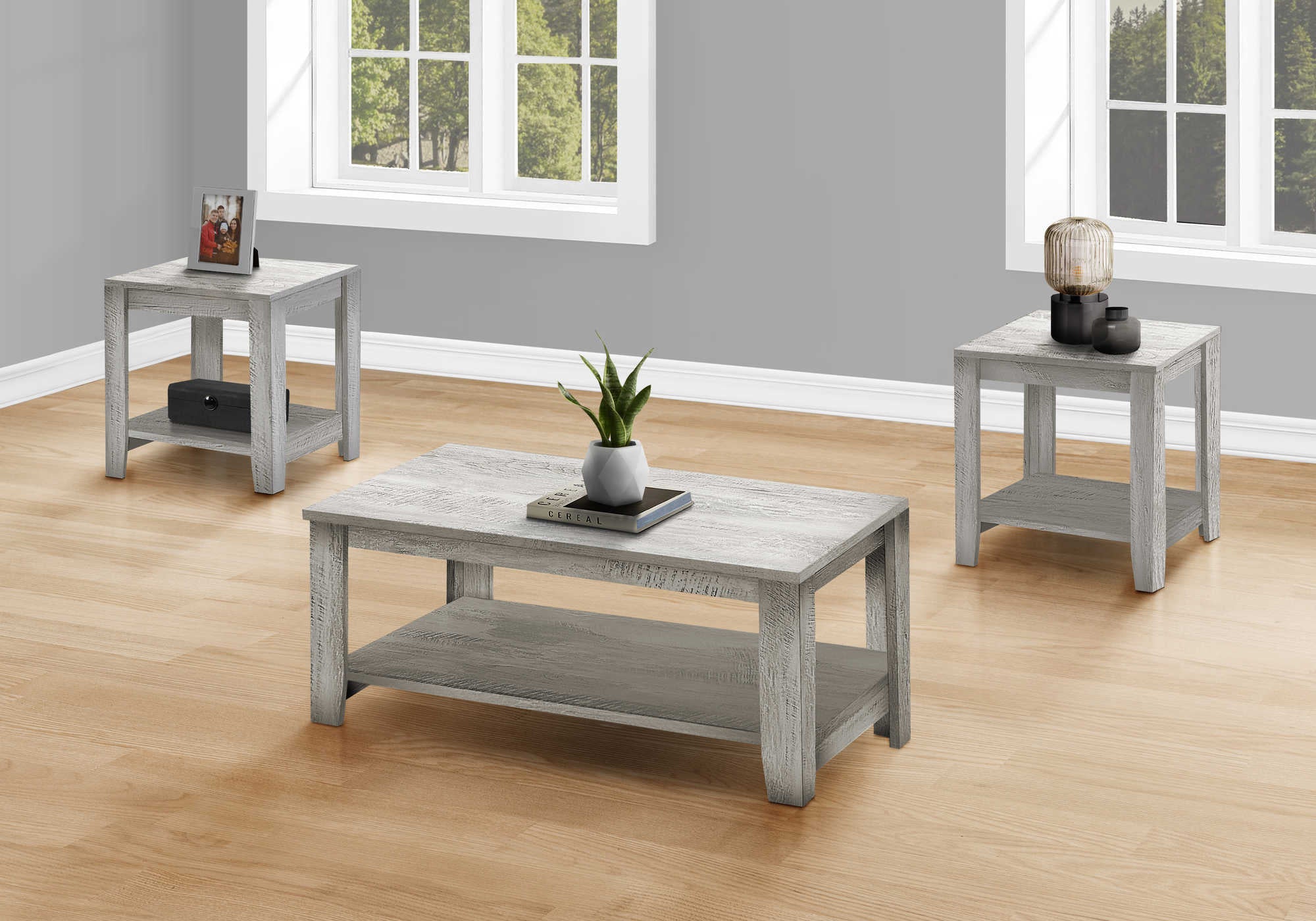 I 7880P - TABLE SET - 3PCS SET / INDUSTRIAL GREY BY MONARCH SPECIALTIES INC