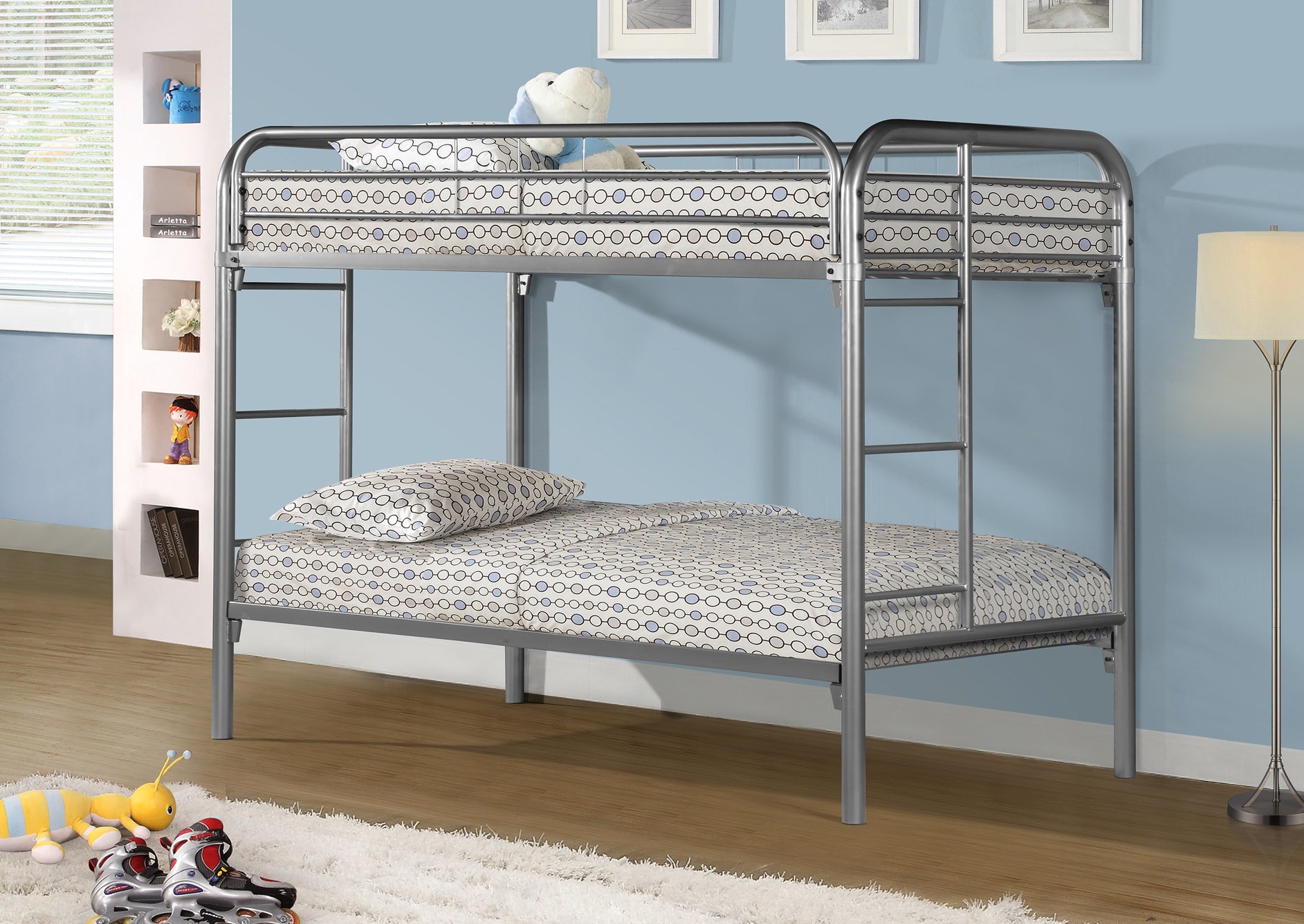 VENUS II - Silver Metal Twin / Twin Bunk Bed Only