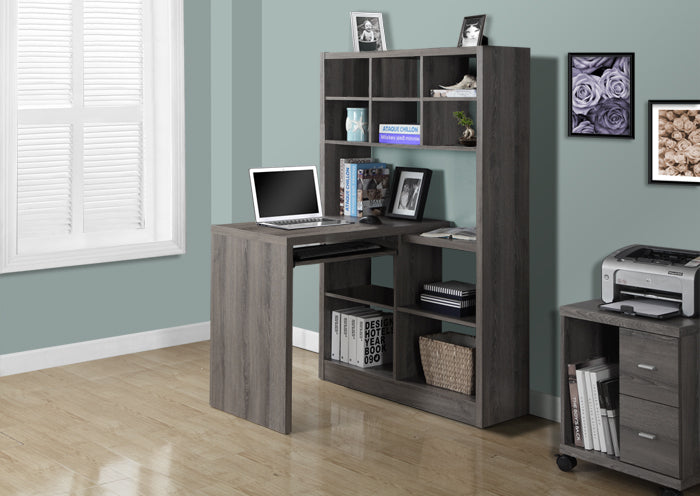 I 7041 - DARK TAUPE RECLAIMED-LOOK LEFT / RIGHT FACING CORNER DESK BY MONARCH SPECIALTIES INC