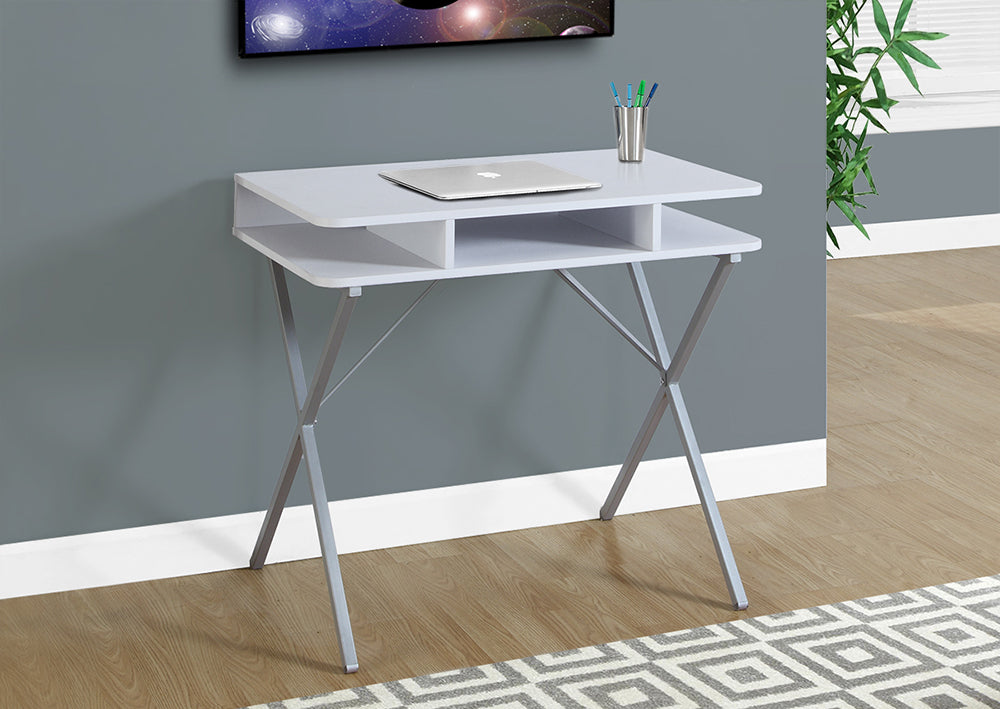 I 7100 - COMPUTER DESK – 31"L / WHITE TOP / SILVER METAL BY MONARCH SPECIALTIES INC