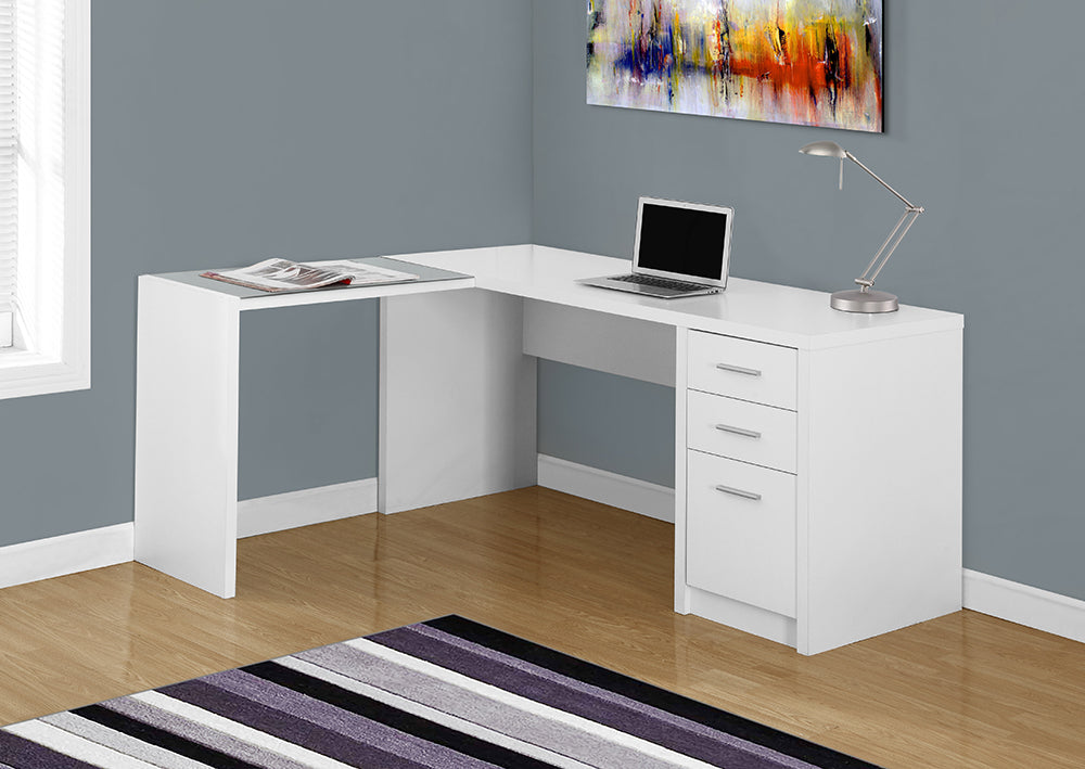 I 7136 - COMPUTER DESK – WHITE CORNER WITH TEMPERED GLASS BY MONARCH SPECIALTIES INC