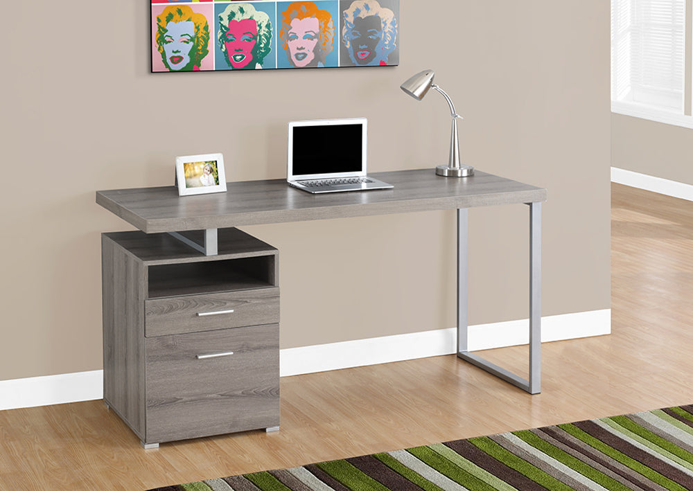 I 7145 - COMPUTER DESK – 60"L / DARK TAUPE / SILVER METAL MONARCH SPECIALTIES INC