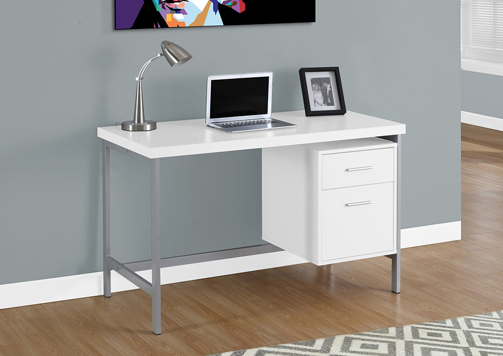 I 7149 - COMPUTER DESK – 48"L / WHITE / SILVER METAL BY MONARCH SPECIALTIES INC