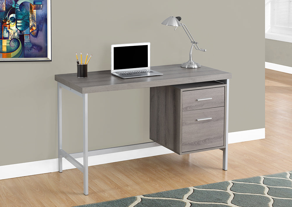 I 7150 - COMPUTER DESK – 48"L / DARK TAUPE / SILVER METAL