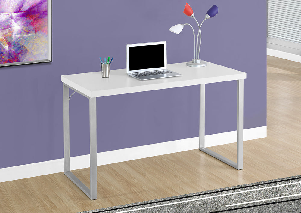 I 7154 - COMPUTER DESK – 48"L / WHITE / SILVER METAL BY MONARCH SPECIALTIES INC