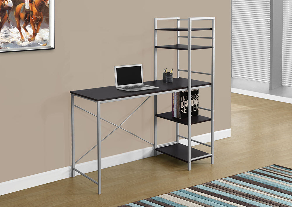 I 7166 - COMPUTER DESK – 48"L / CAPPUCCINO TOP / SILVER METAL BY MONARCH SPECIALTIES INC