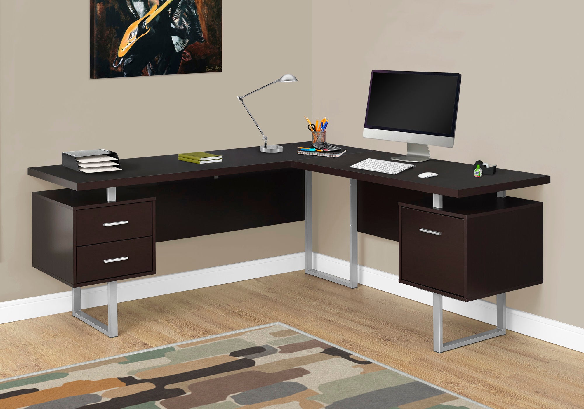 I 7305 - COMPUTER DESK - 70"L / CAPPUCCINO LEFT OR RIGHT FACING BY MONARCH SPECIALTIES