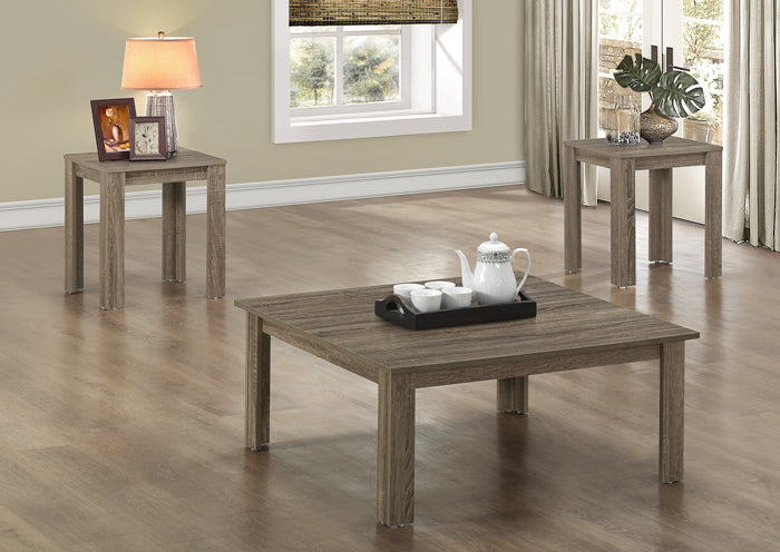 I 7913P - DARK TAUPE RECLAIMED-LOOK 3PCS SQUARE TABLE SET BY MONARCH SPECIALTIES INC