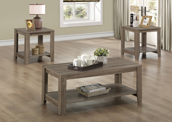 I 7914P - DARK TAUPE RECLAIMED-LOOK 3PCS TABLE SET BY MONARCH SPECIALTIES INC