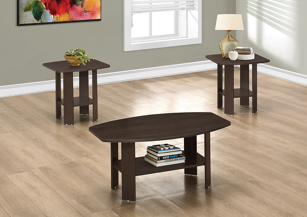 I 7924P - TABLE SET – 3PCS SET / CAPPUCCINO BY MONARCH SPECIALTIES INC