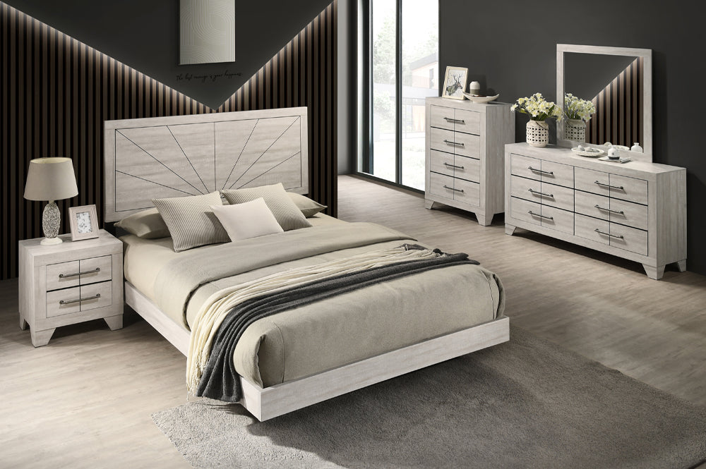 6PC - Katrina Queen Bedroom Suite in Grey