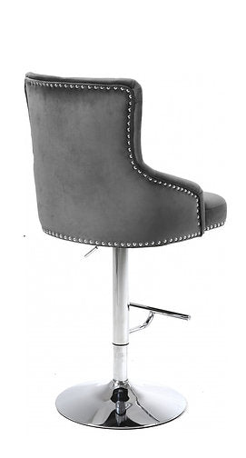 ST-6020 - Bar Stool in Grey Velvet by International Furniture