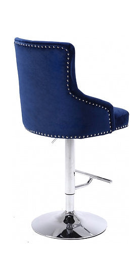 ST-6022 - Bar Stoll in Blue Velvet by International Furniture