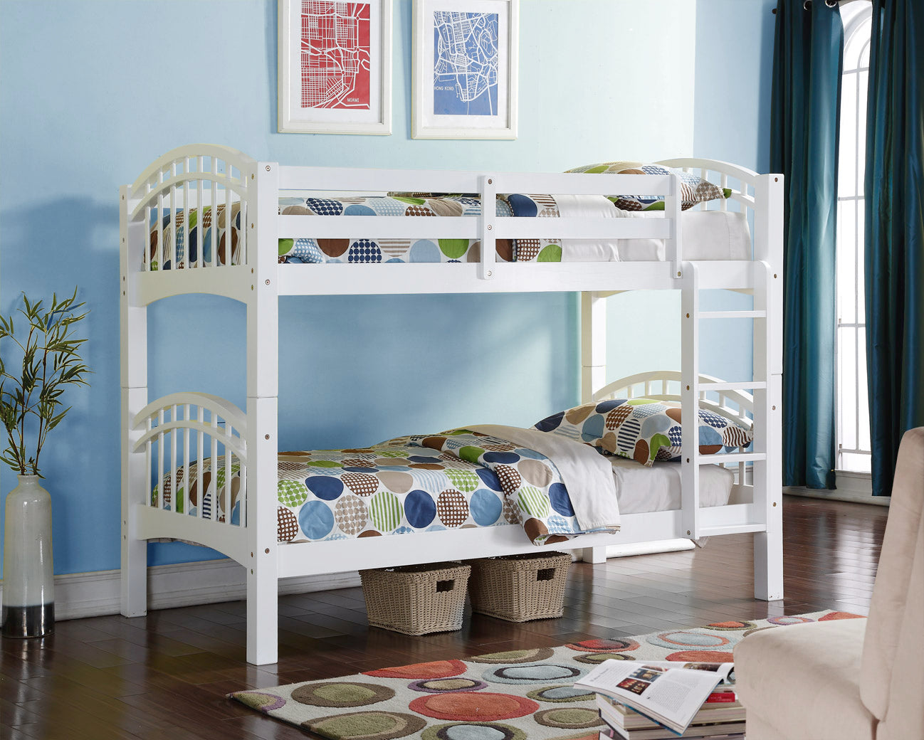 SHANGHAI TWIN / TWIN BUNK BED FRAME IN WHITE