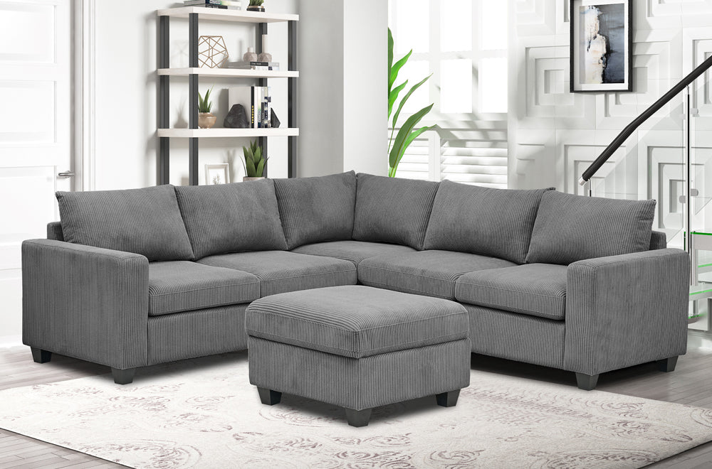 T1236 - Corner Sectional Only in Thick Corduroy Grey