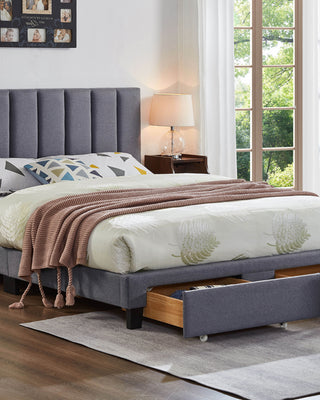 T2120G - Double Platform Storage Bed Frame in Linen Grey