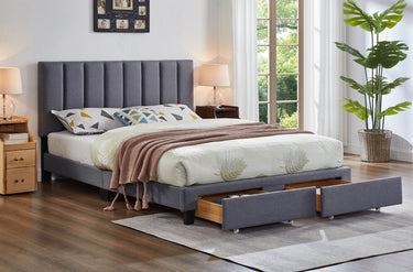 T2120G - Double Platform Storage Bed Frame in Linen Grey