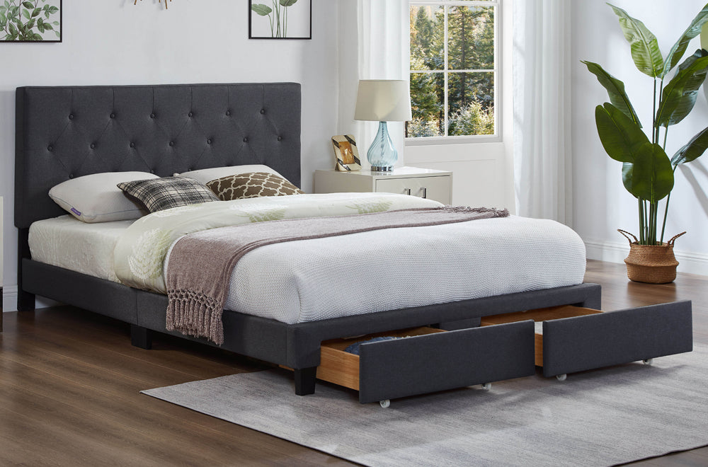 T2125 - Queen Platform Storage Bed Frame in Charcoal