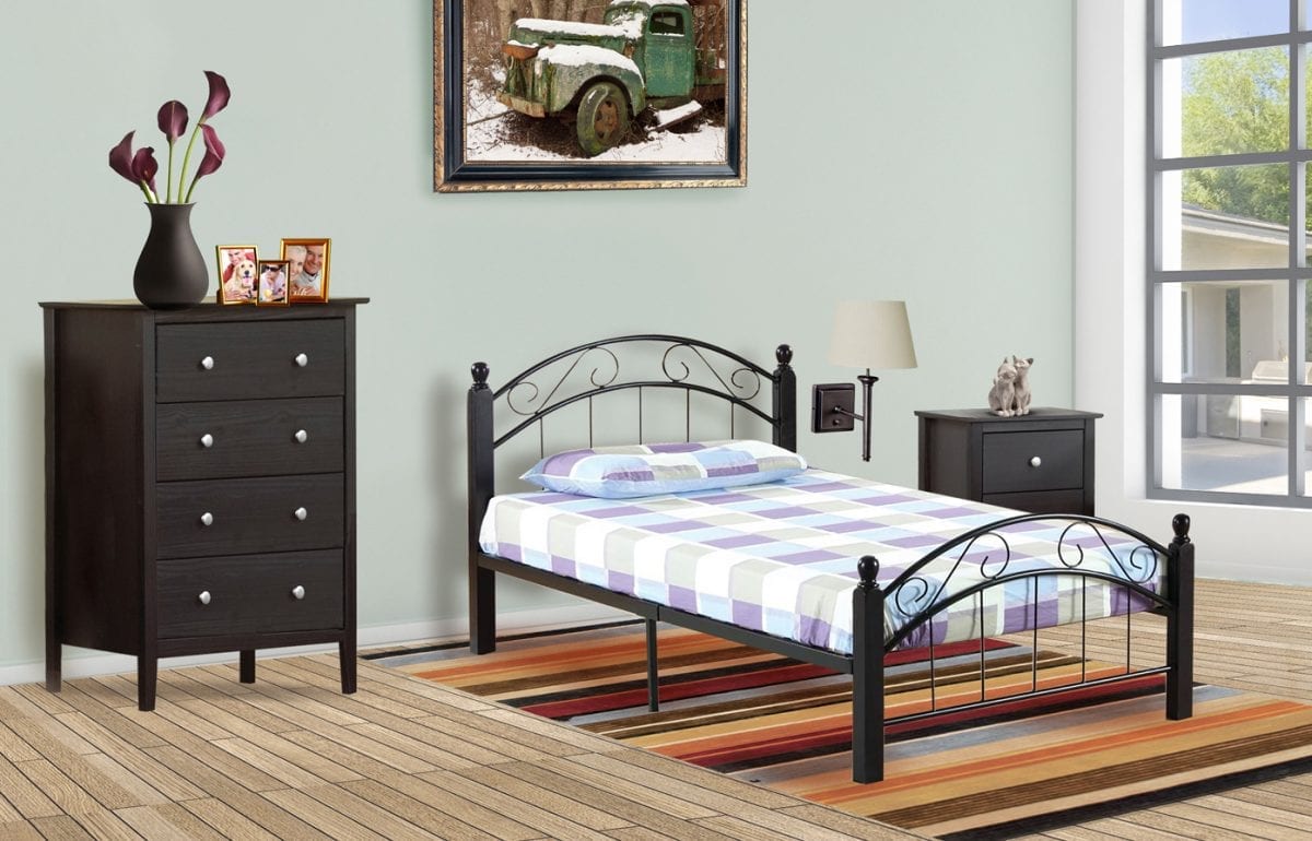 T-2320 - Twin Metal Bed Frame in Espresso