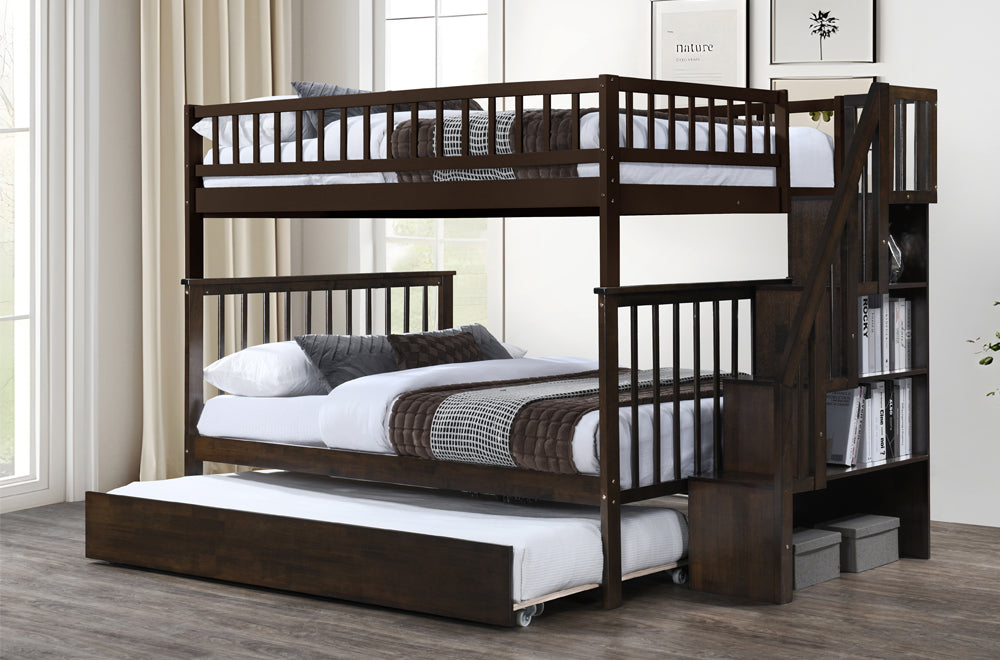 T2595E - Double / Double Staircase Bunk Bed in Espresso