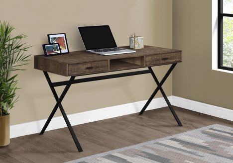 I 7447 - COMPUTER DESK - 48"L / BROWN RECLAIMED WOOD / BLACK METAL By Monarch Specialties Inc