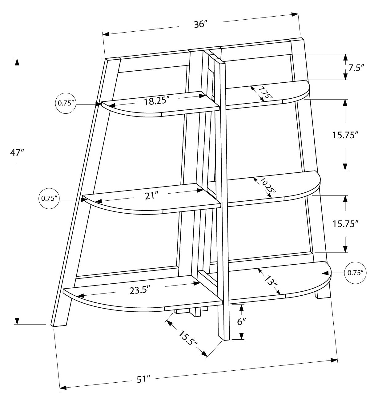 I 2426 - BOOKCASE - 48"H / CAPPUCCINO ACCENT ETAGERE