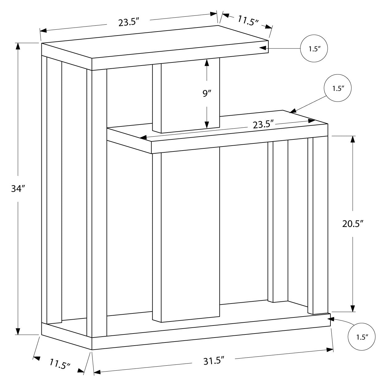 I 2472 - DARK TAUPE RECLAIMED-LOOK 32"L HALL CONSOLE ACCENT TABLE