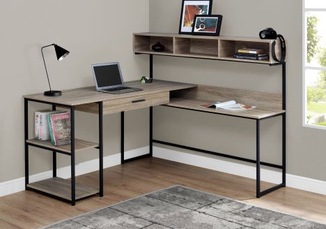 7161 - COMPUTER DESK - DARK TAUPE / BLACK METAL CORNER BY MONARCH SPECIALTIES INC