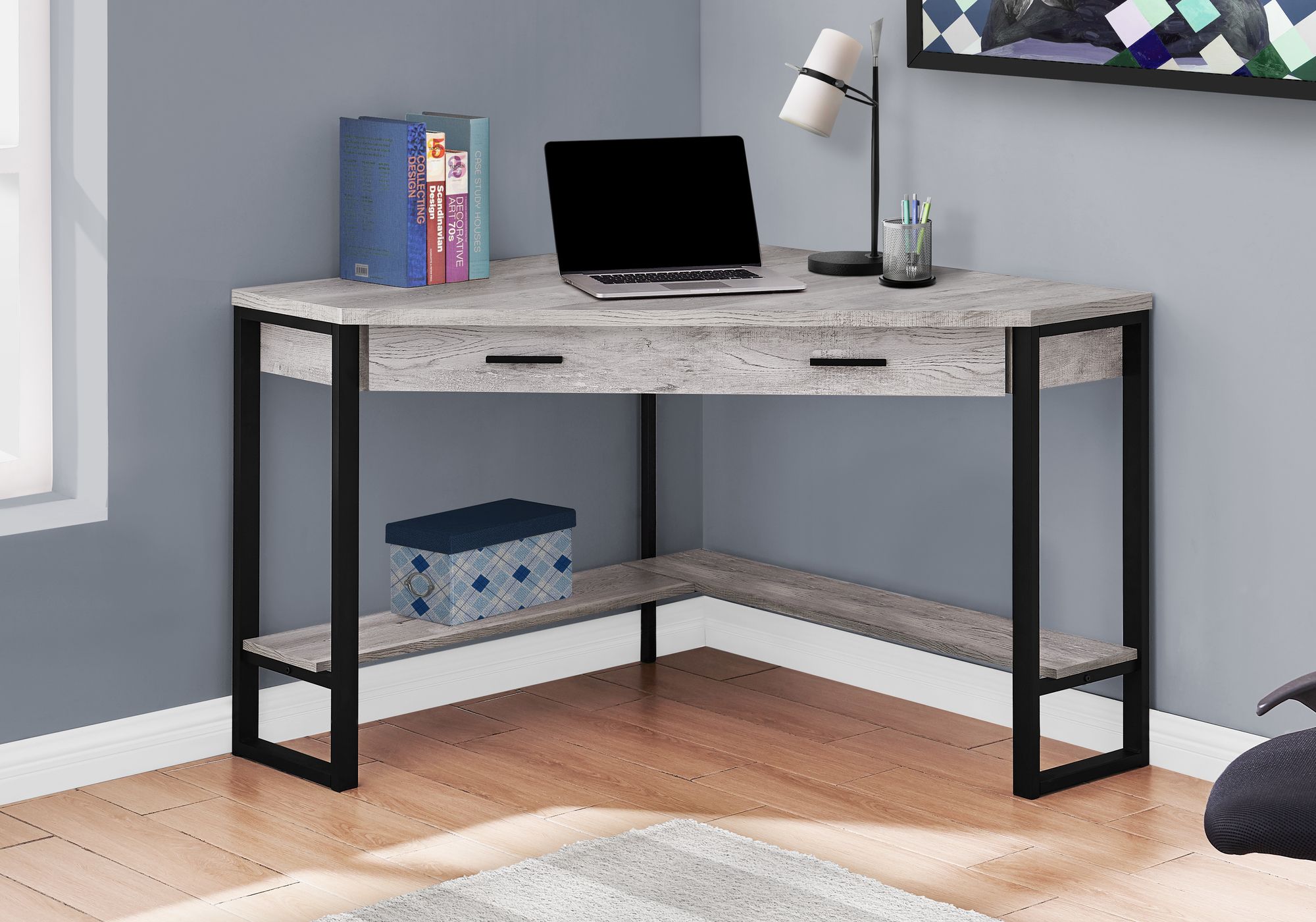 I 7505 - COMPUTER DESK - 42"L / GREY RECLAIMED WOOD CORNER BY MONARCH SPECIALTIES INC